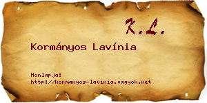 Kormányos Lavínia névjegykártya
